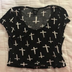 Cross print crop top